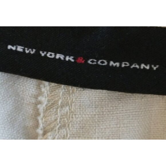 New York & Co Women's Wide-Leg Linen Blend Pants Beige Drawstring Relaxed - XL - Picture 4 of 8